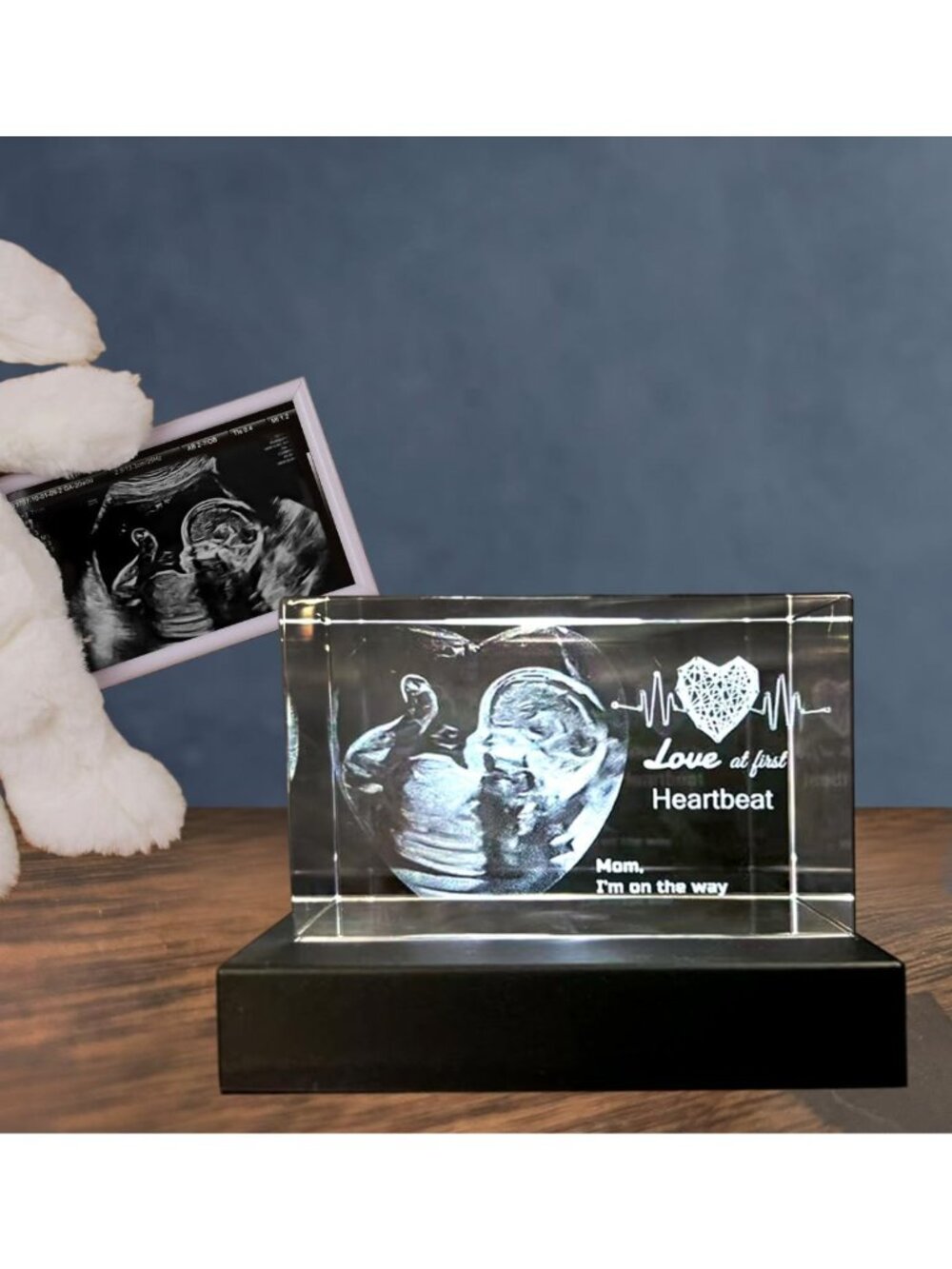 3D Ultrasound Crystal Picture Frame - Unique Baby Keepsake & Announcement Gift